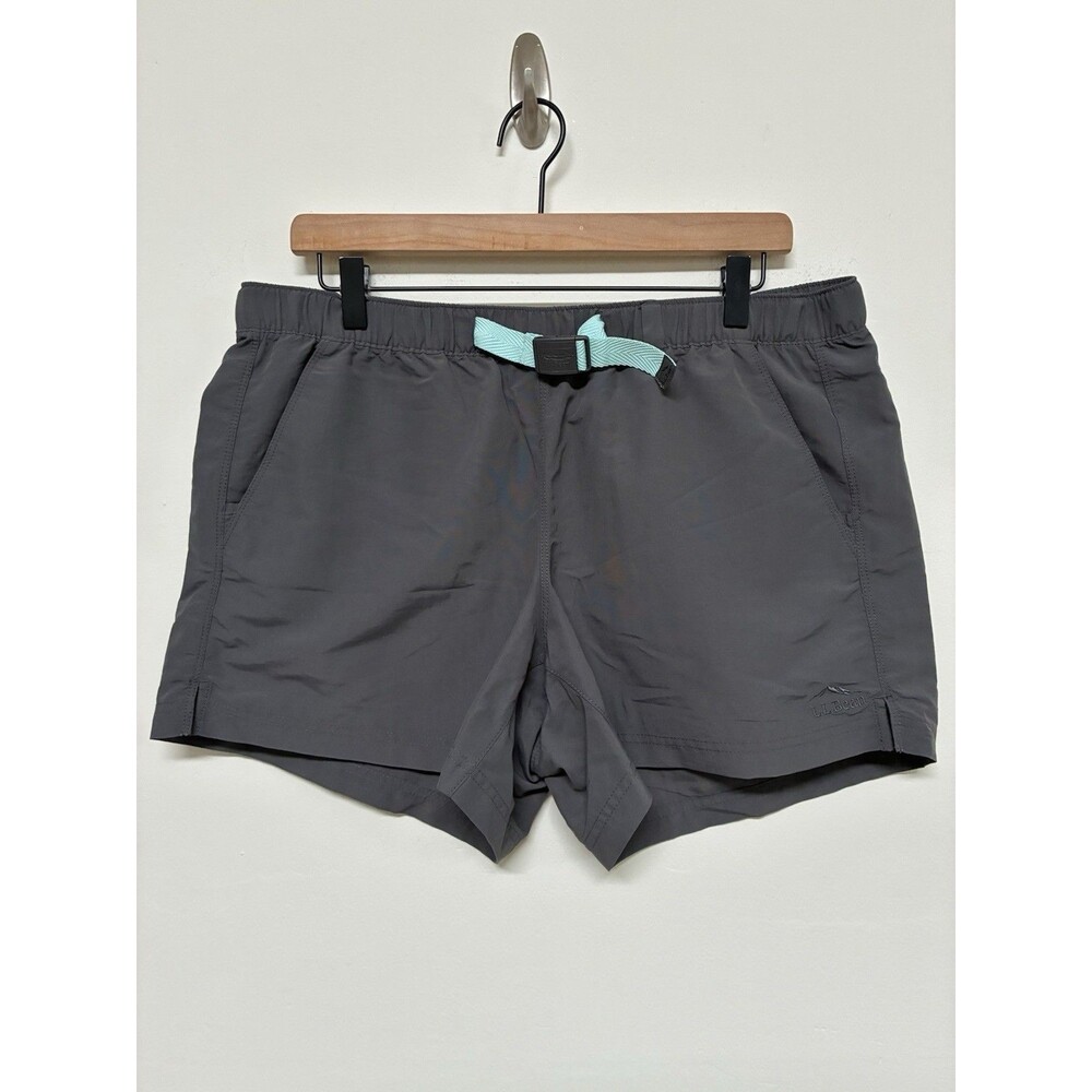 LLBean Women Shorts L Gray SUPPLEX Nylon Sports Outdoor Adjustable Waistband EUC